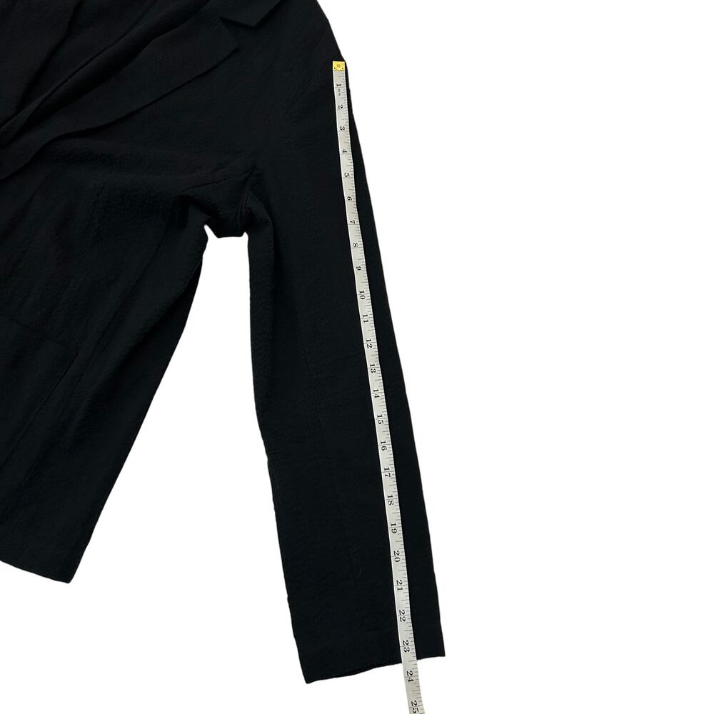 Eileen Fisher Black Organic Cotton Ripple Blazer Open Front Jacket M - Picture 11 of 12